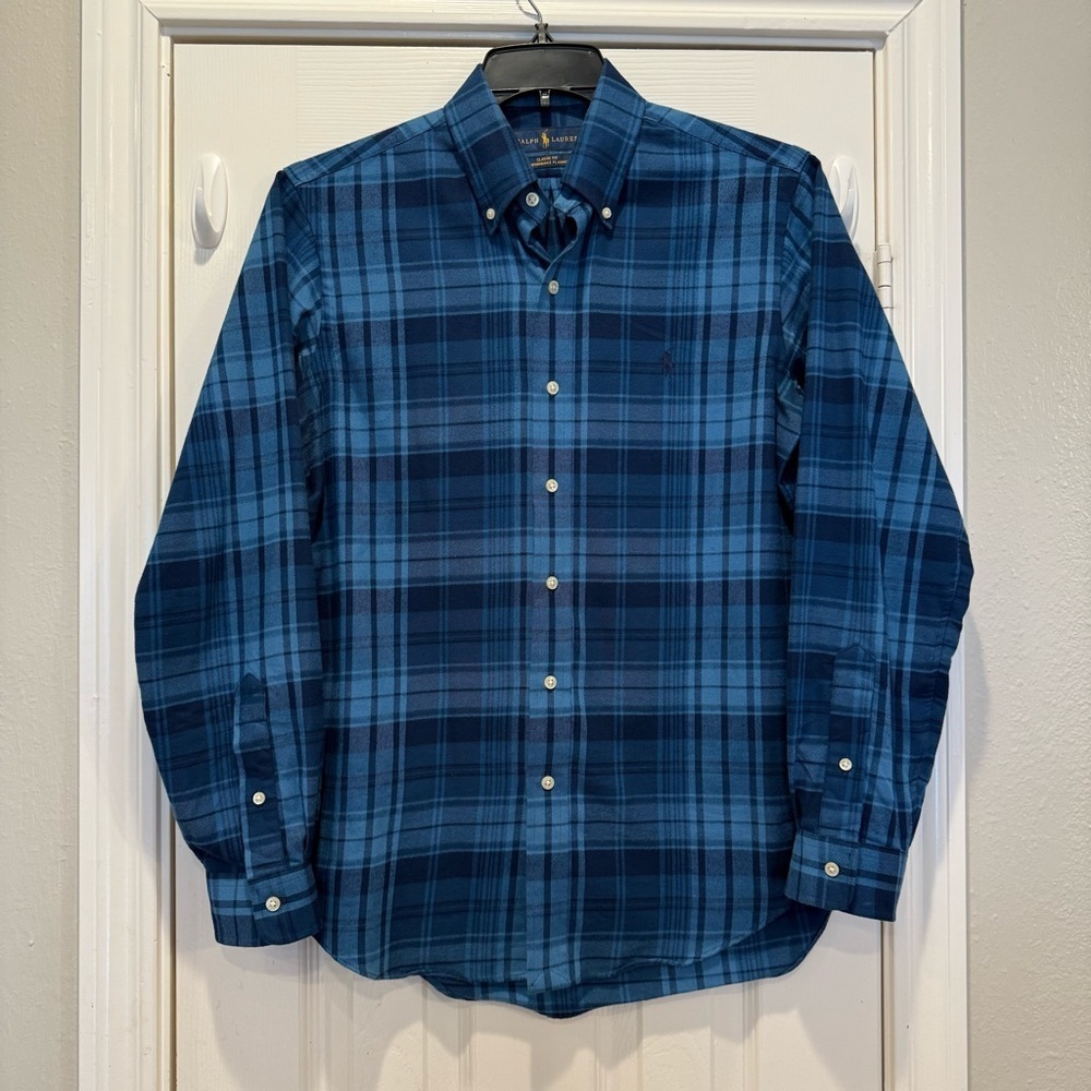 Polo Ralph Lauren Men's S Navy/Blue Classic Fit Performance Flannel Shirt Preppy